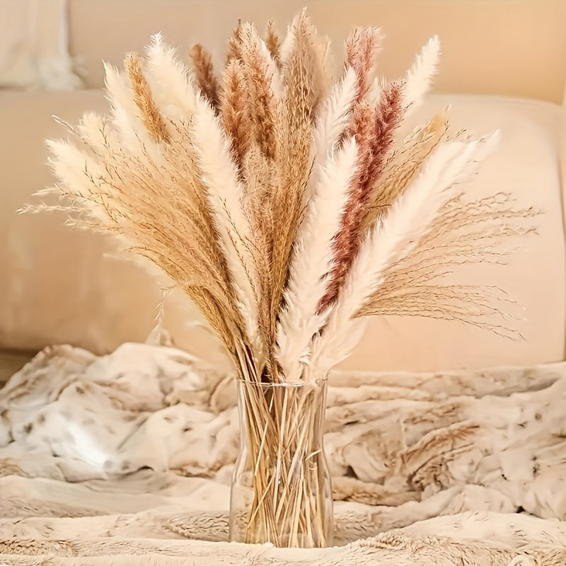 110pcs Pampas Grass Bundle - Dried Rattan Reeds for Home Decor, Wedding Centerpieces, Christmas Party Supplies, No Electricity Needed, Featherless