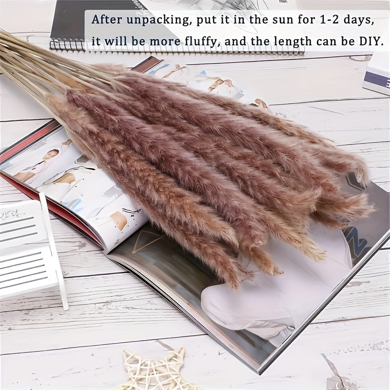 110pcs Pampas Grass Bundle - Dried Rattan Reeds for Home Decor, Wedding Centerpieces, Christmas Party Supplies, No Electricity Needed, Featherless