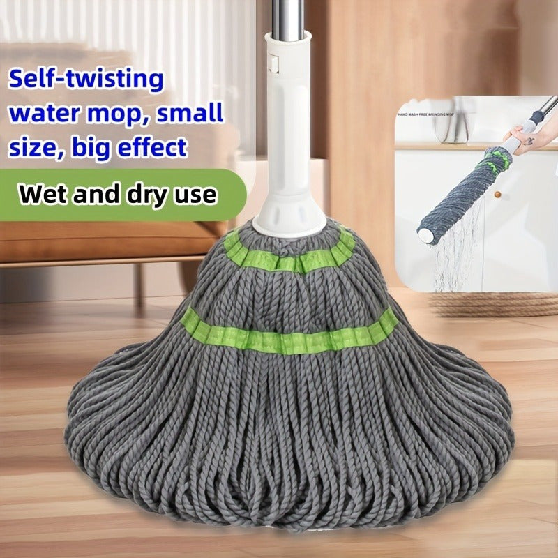 Hands-Free Self-Wringing String Mop for Easy Cleaning - Versatile Wet and Dry Rotary Mop for Living Room, Bedroom, Toilet, Kitchen, and Floor Surfaces