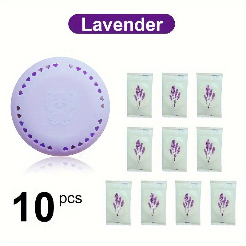 10pcs Cherry Blossom & Lavender Scented Air Freshener Tablets - Long-Lasting Odor Eliminator for Home, Car, Bathroom, Closet & Wardrobe - Compressed Solid Deodorizer with Extra Shell