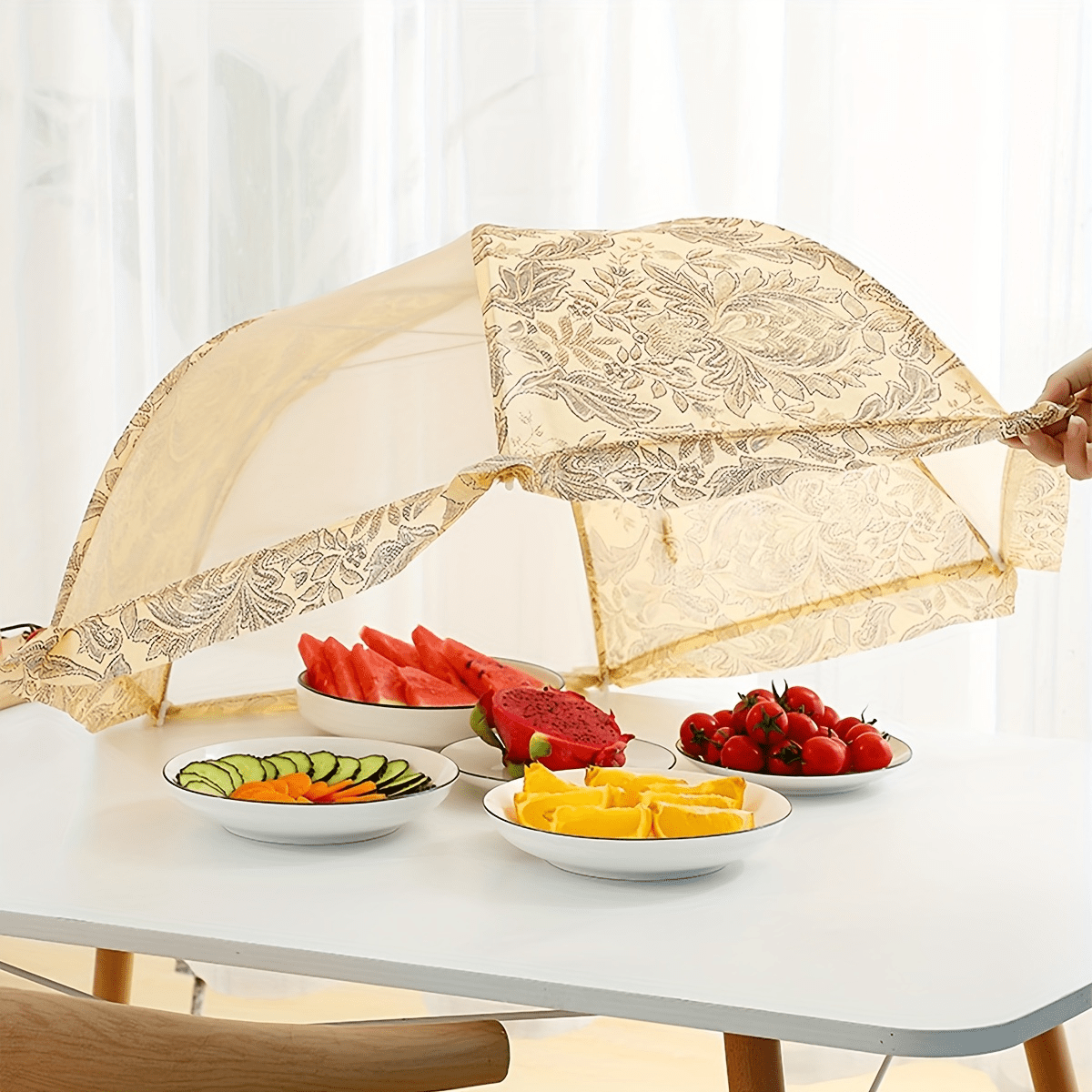 1pc, Food Cover, Mesh Food Cover, Kitchen Dustproof Mesh Food Cover, Food Covers For Outdoors, Reusable Food Cover, Collapsible Food Covers, Food Nets, Kitchen Tools