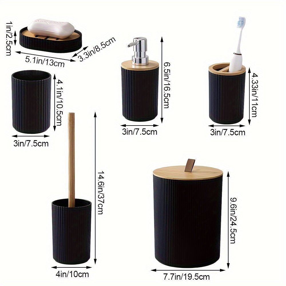 1pc Bathroom Accessories Set, 6 Piece Bathroom Accessory Set With Trash Can, Toothbrush Holder, Lotion Soap Dispenser, Soap Dish, Toilet Brush, Bath Set Housewarming Gift