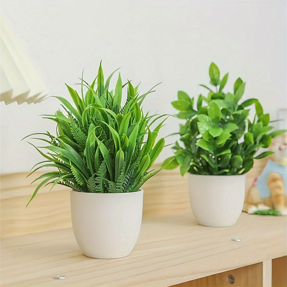 4 Pack Mini Artificial Potted Plants Fake Bonsai Greenery for Home Office Farmhouse Bathroom Shelf Decor Indoor - Plastic Get Well Occasion