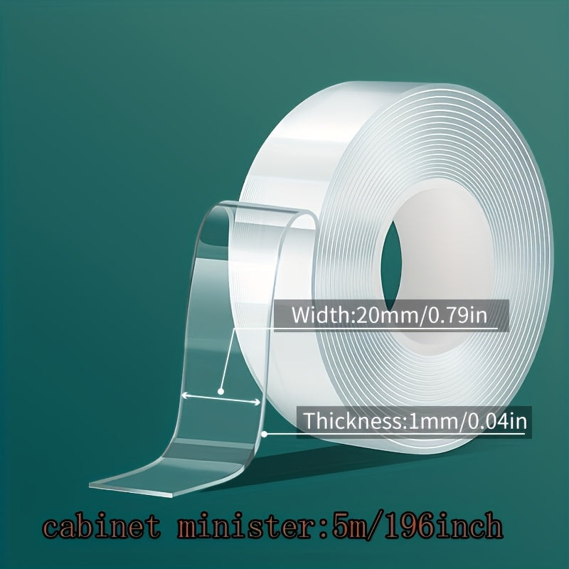 Versatile Transparent Double-Sided Tape - Reusable, Strong Adhesive for Home, Kitchen, Office & Car Use!