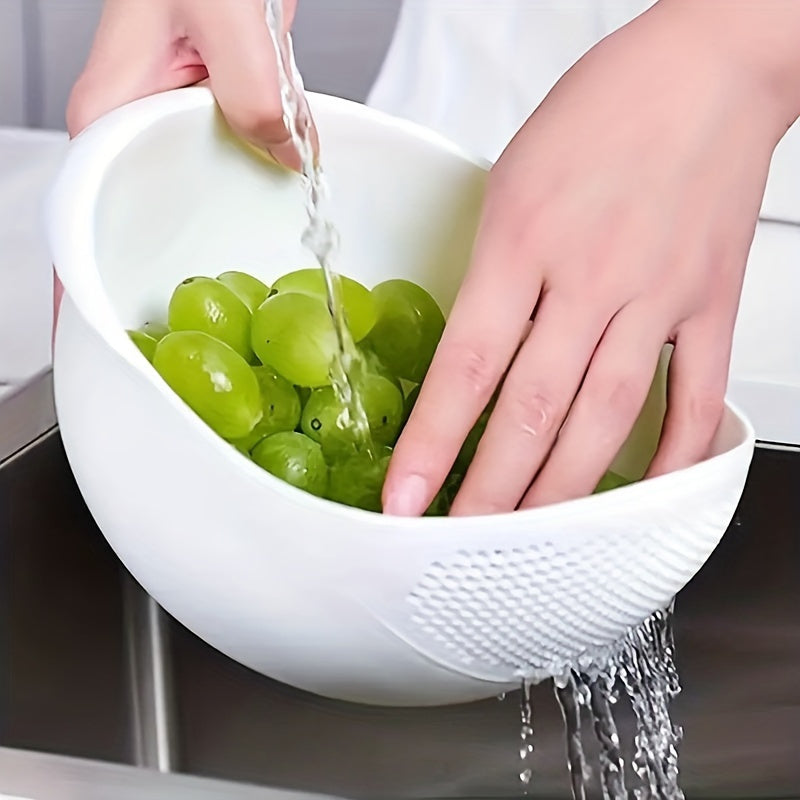 1pc Durable Plastic Rice Washing Bowl with Built-In Strainer - Ideal for Efficiently Rinsing Small Grains & Kitchen Prep, Food-Safe Material, Perfect for Draining Water from Cooked Pasta/Vegetables, Versatile Strainer|Efficie