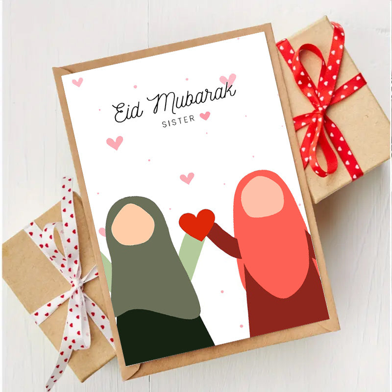 1pc Eid Mubarak Sister Greeting Card with Envelope - High-Quality Printed 15.98cm x 11.0cm Paper Card for Birthday, Fantasy Theme, Personalized Thank You Card for Small Business Supplies and Unique Gifts