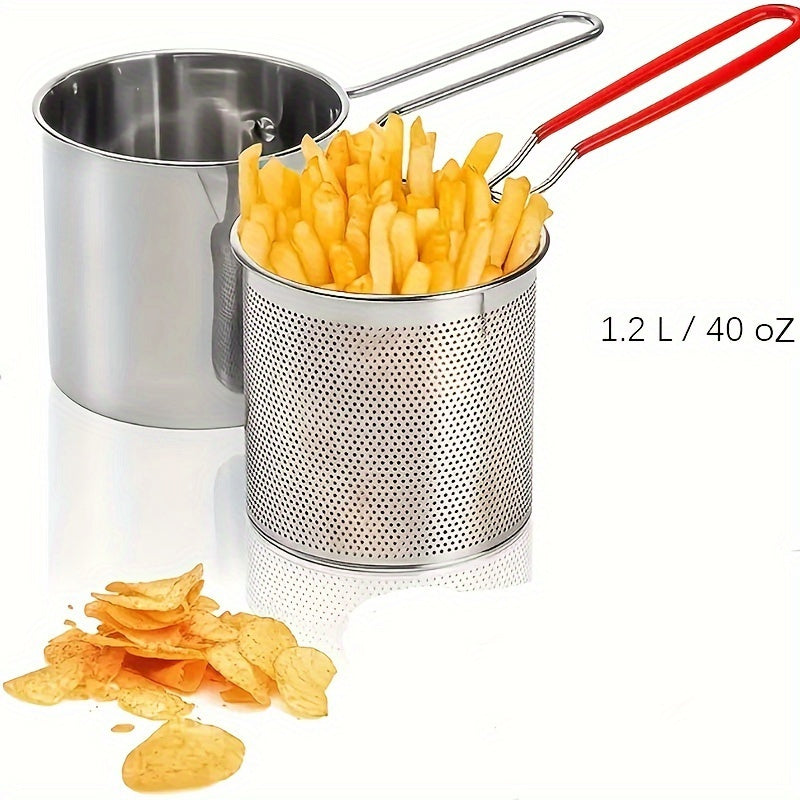 Stainless Steel Deep Fryers with Filter Rack - Compact & Easy-to-Use - Perfect for Crispy Potato Chips, French Fries, Fish & Chicken - Essential Kitchen Appliance for Home Cooking