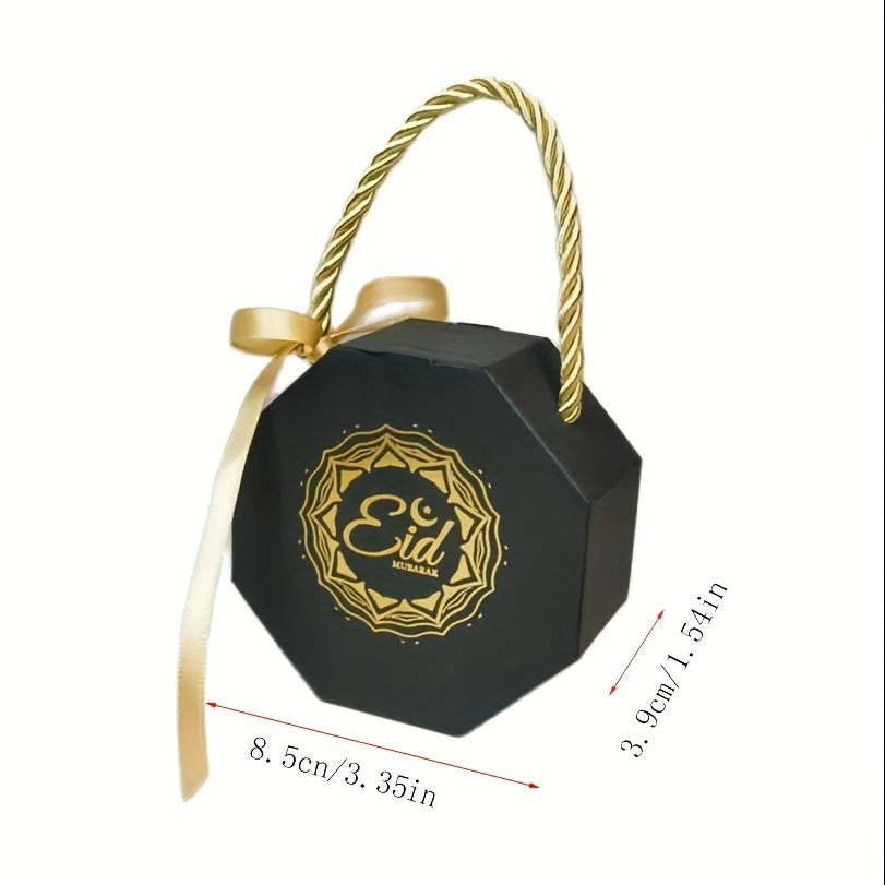 Eid Mubarak 10pcs Gift Bags - White & Black, Perfect for Cookies & Candy, Ideal for Islamic Muslim Ramadan Party Decorations & Favors