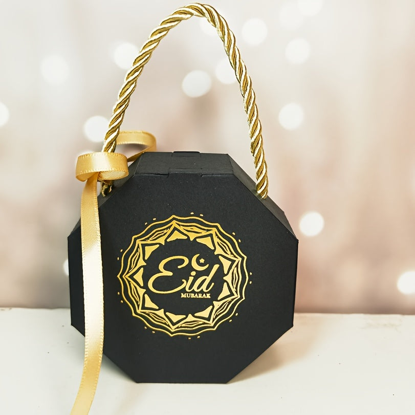 Eid Mubarak 10pcs Gift Bags - White & Black, Perfect for Cookies & Candy, Ideal for Islamic Muslim Ramadan Party Decorations & Favors