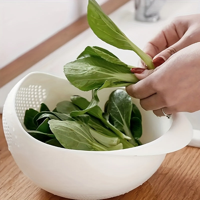 1pc Durable Plastic Rice Washing Bowl with Built-In Strainer - Ideal for Efficiently Rinsing Small Grains & Kitchen Prep, Food-Safe Material, Perfect for Draining Water from Cooked Pasta/Vegetables, Versatile Strainer|Efficie