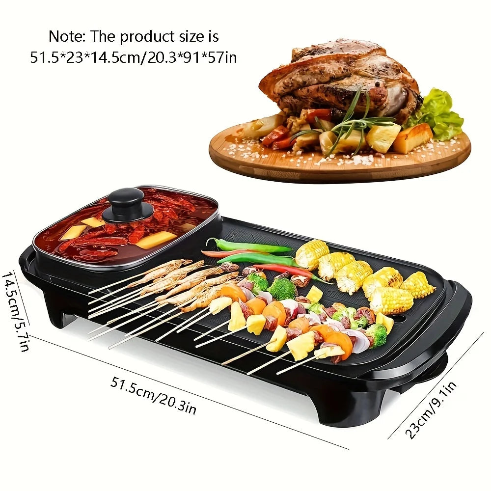 Electric Hot Pot & Grill – 2-in-1 Korean BBQ & Shabu Hotpot with 5-Speed Heat Control, Large Capacity.