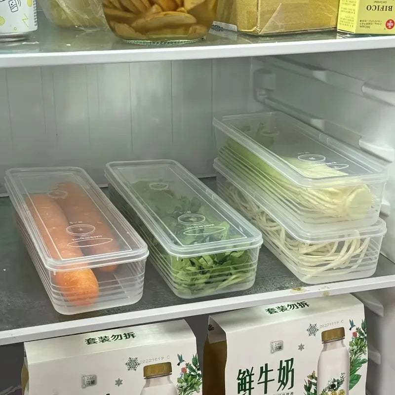 Airtight Refrigerator Storage Boxes – Keep Scallions, Fruits & Food Fresh, Sealed Organizers with Lid, Set of 1/5.