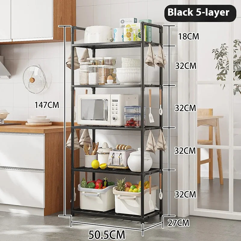 Multilayer Kitchen Storage Shelf – Space-Saving Rack for Microwave, Pots & Utensils, Durable & Stylish Organizer.