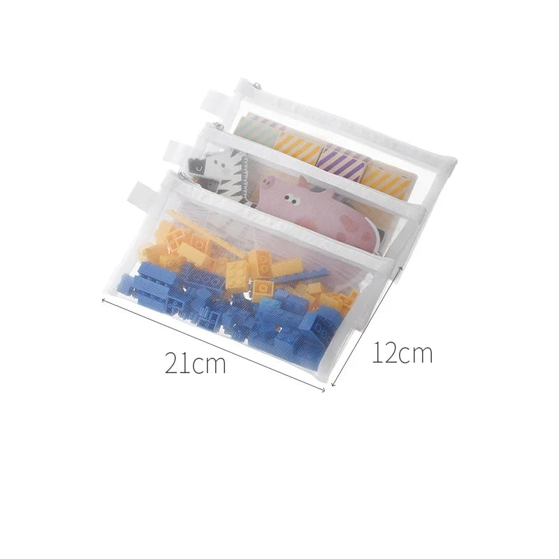 Transparent Toy Storage Bag – Zippered Organizer for Building Blocks, Puzzle Pieces & Small Toys, Easy to Carry & Store