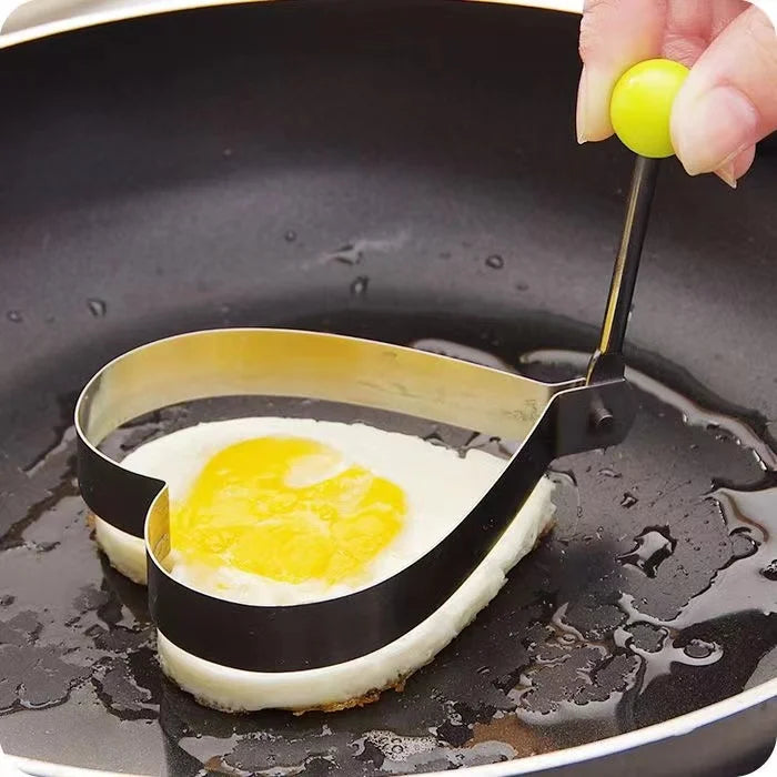 Heart-Shaped Stainless Steel Egg & Pancake Mold – Perfect for Breakfast, Non-Stick Omelette Rings, Easy Cooking Tool.