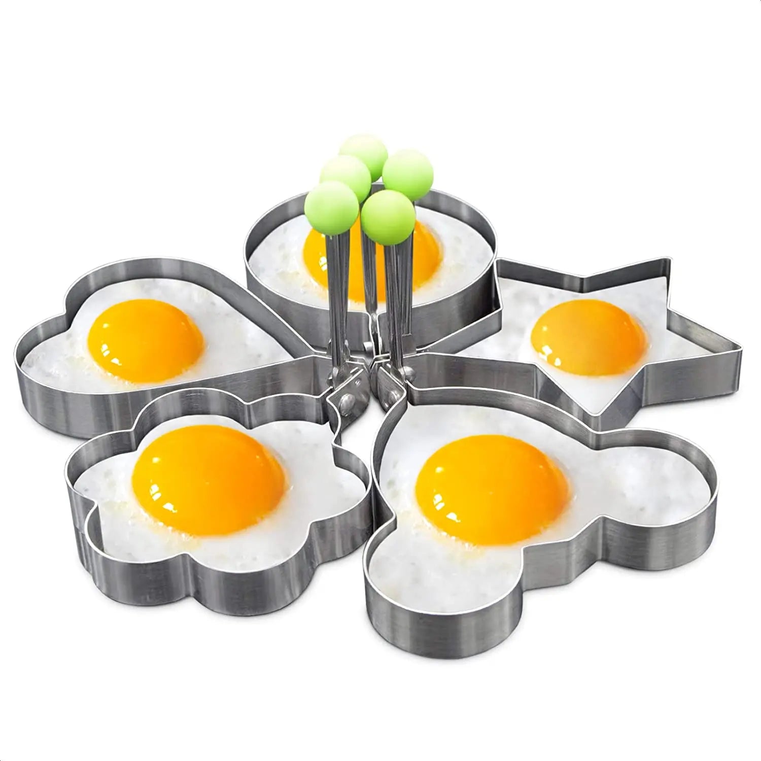 Heart-Shaped Stainless Steel Egg & Pancake Mold – Perfect for Breakfast, Non-Stick Omelette Rings, Easy Cooking Tool.