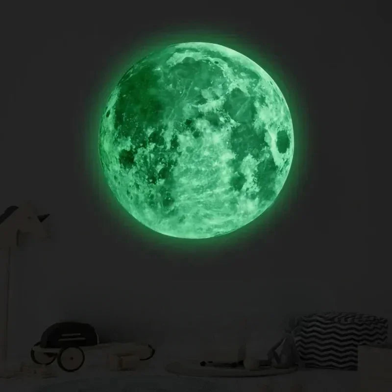 3D Luminous Moon Wall Sticker – Glow-in-the-Dark PVC Decal for Kids’ Room, Aesthetic Home Decor, & Fluorescent Night Light.