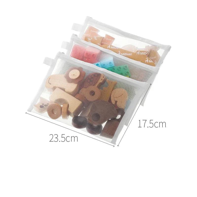 Transparent Toy Storage Bag – Zippered Organizer for Building Blocks, Puzzle Pieces & Small Toys, Easy to Carry & Store