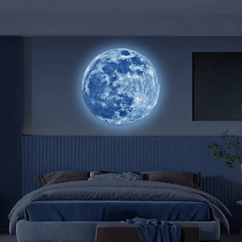 3D Luminous Moon Wall Sticker – Glow-in-the-Dark PVC Decal for Kids’ Room, Aesthetic Home Decor, & Fluorescent Night Light.