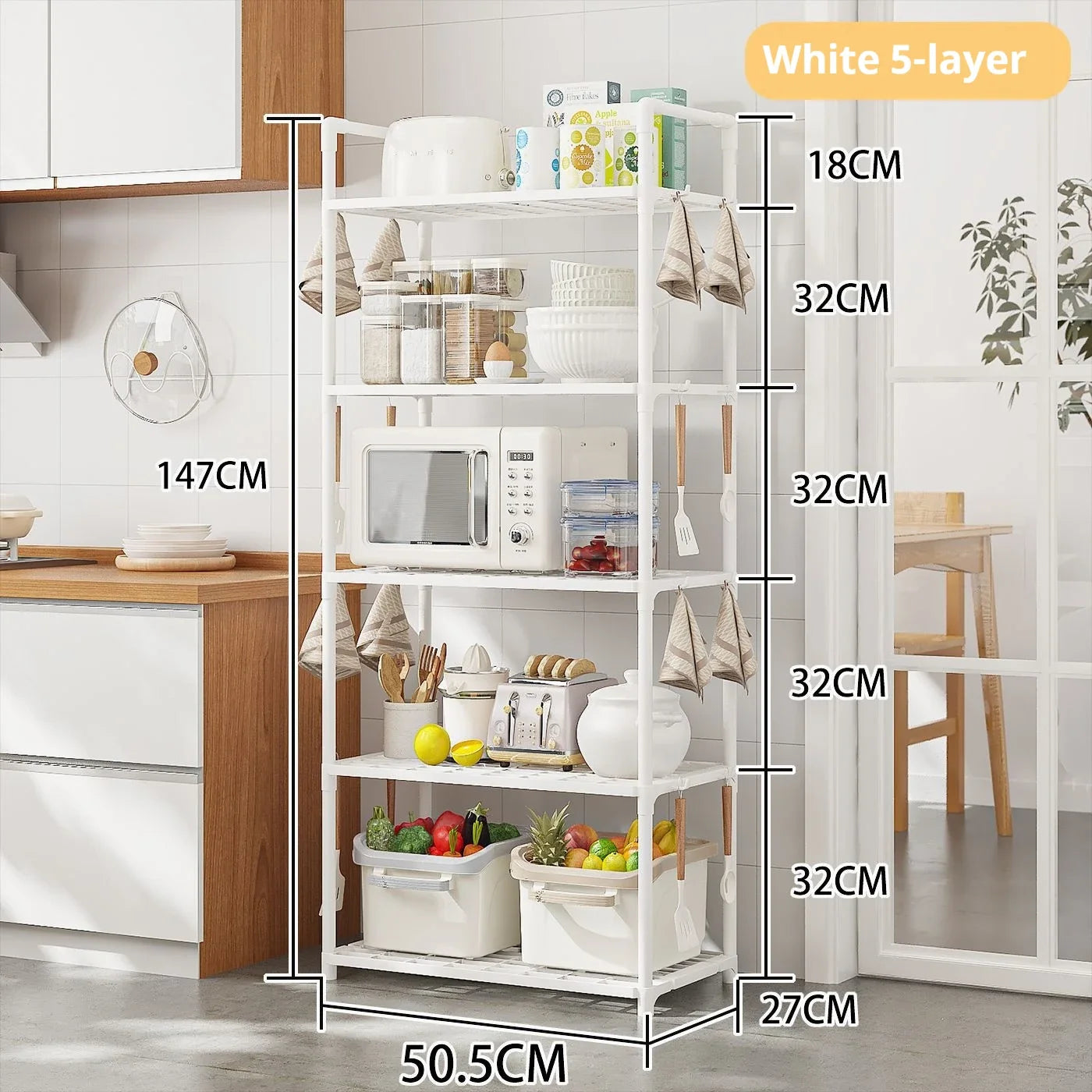 Multilayer Kitchen Storage Shelf – Space-Saving Rack for Microwave, Pots & Utensils, Durable & Stylish Organizer.