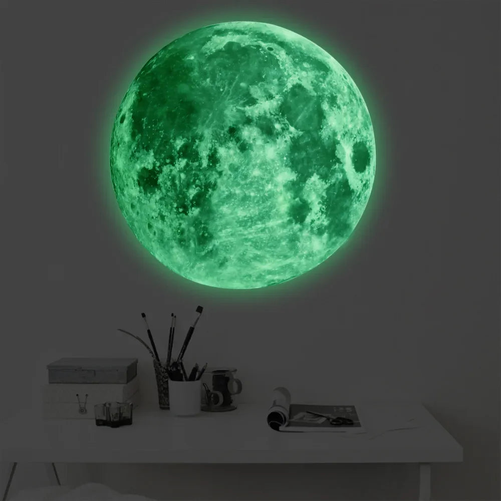 3D Luminous Moon Wall Sticker – Glow-in-the-Dark PVC Decal for Kids’ Room, Aesthetic Home Decor, & Fluorescent Night Light.