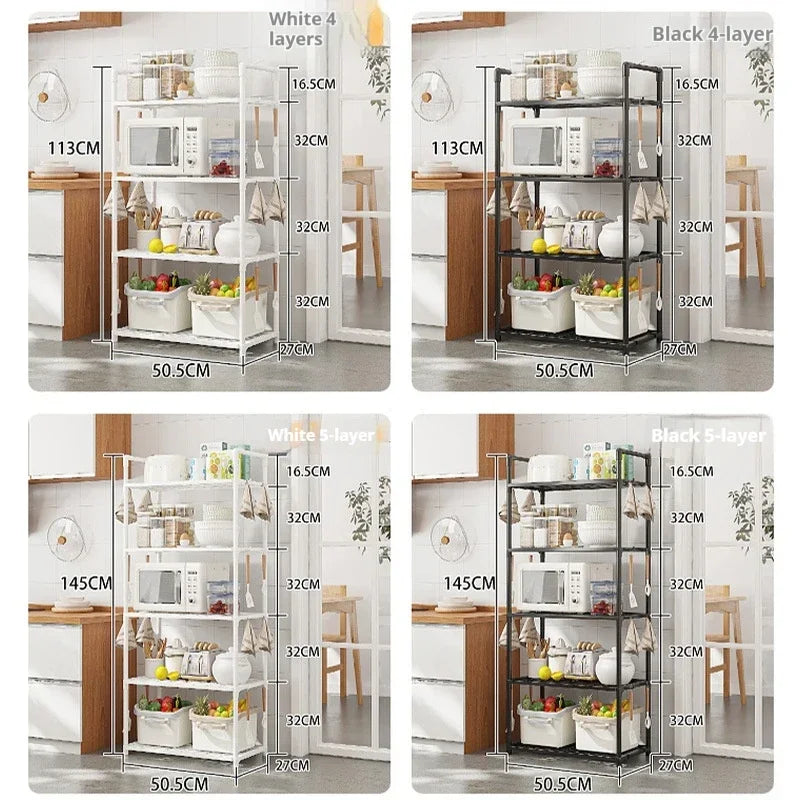 Multilayer Kitchen Storage Shelf – Space-Saving Rack for Microwave, Pots & Utensils, Durable & Stylish Organizer.