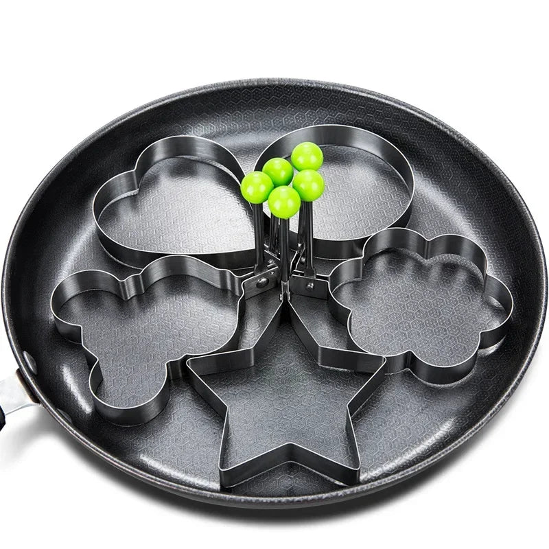 Heart-Shaped Stainless Steel Egg & Pancake Mold – Perfect for Breakfast, Non-Stick Omelette Rings, Easy Cooking Tool.