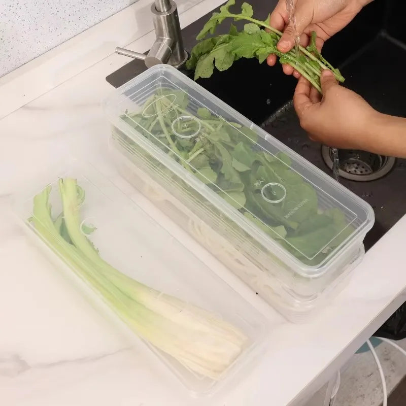 Airtight Refrigerator Storage Boxes – Keep Scallions, Fruits & Food Fresh, Sealed Organizers with Lid, Set of 1/5.