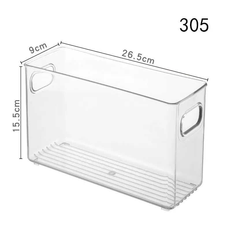 Stackable Refrigerator Organizer Bin – Clear Plastic Food Storage with Handle, Space-Saving Pantry & Freezer Organizer.