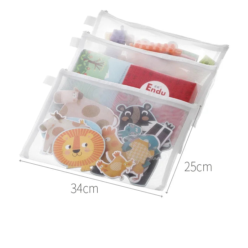 Transparent Toy Storage Bag – Zippered Organizer for Building Blocks, Puzzle Pieces & Small Toys, Easy to Carry & Store