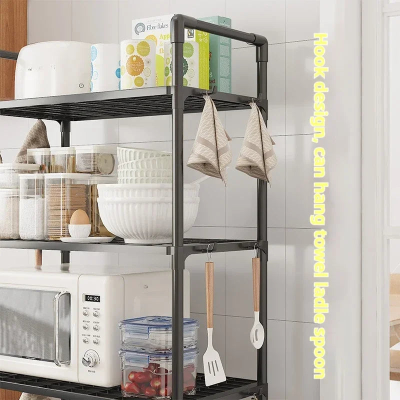 Multilayer Kitchen Storage Shelf – Space-Saving Rack for Microwave, Pots & Utensils, Durable & Stylish Organizer.