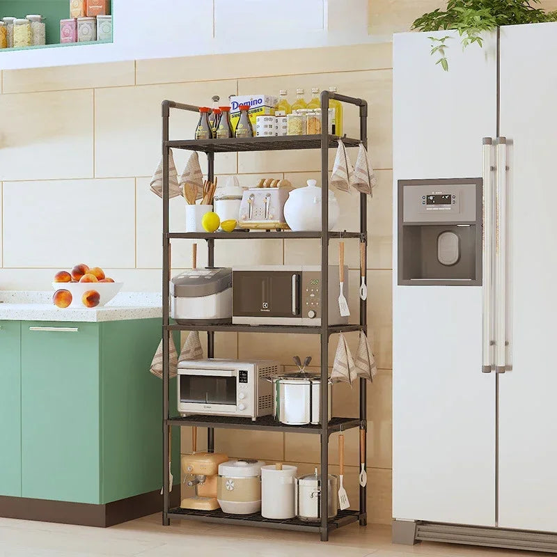 Multilayer Kitchen Storage Shelf – Space-Saving Rack for Microwave, Pots & Utensils, Durable & Stylish Organizer.