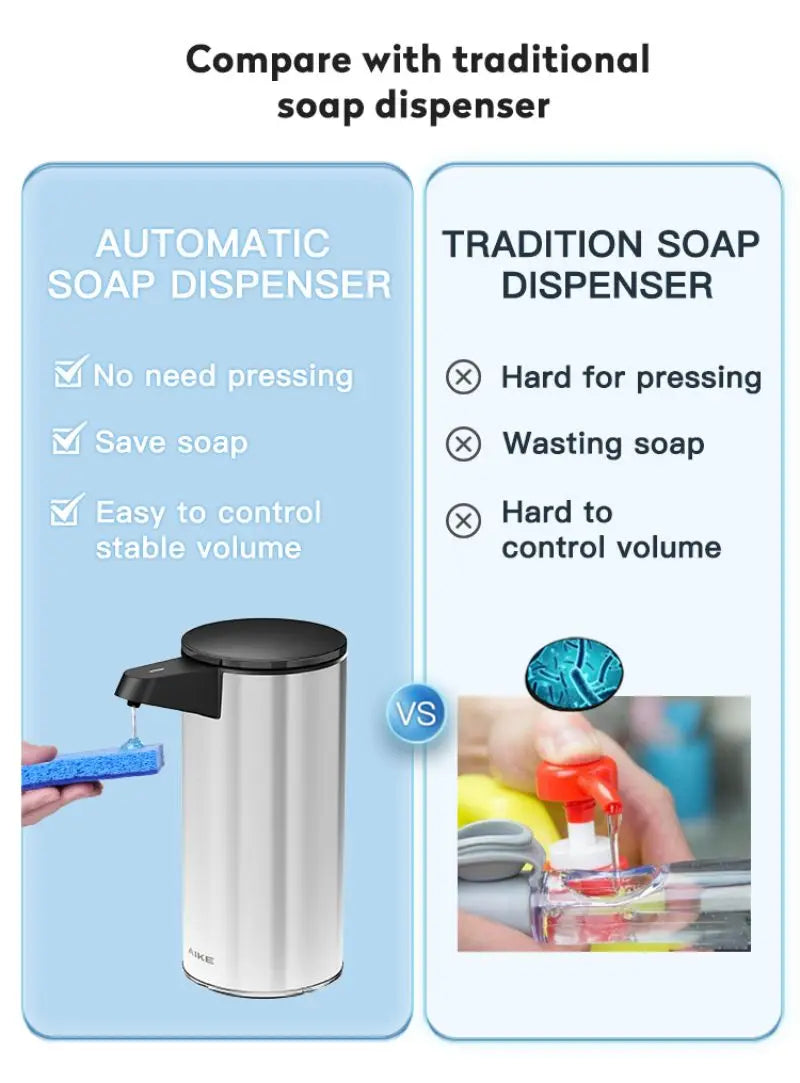 USB Rechargeable Automatic Soap Dispenser – Touchless Stainless Steel Pump for Kitchen & Bathroom Hygiene.