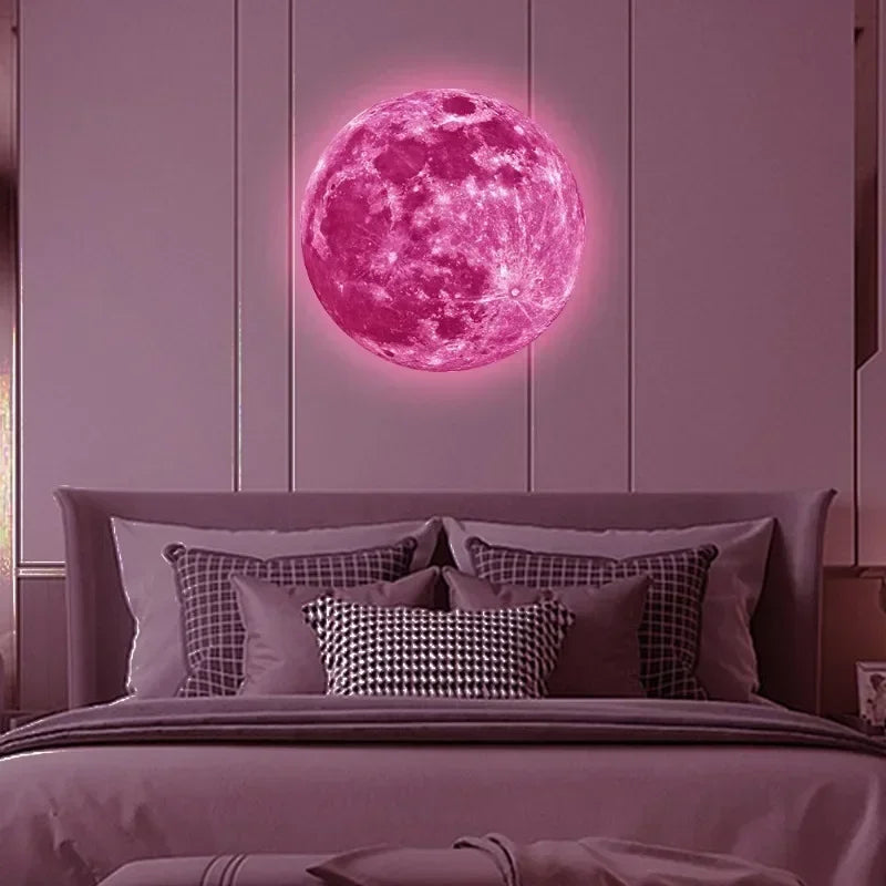 3D Luminous Moon Wall Sticker – Glow-in-the-Dark PVC Decal for Kids’ Room, Aesthetic Home Decor, & Fluorescent Night Light.