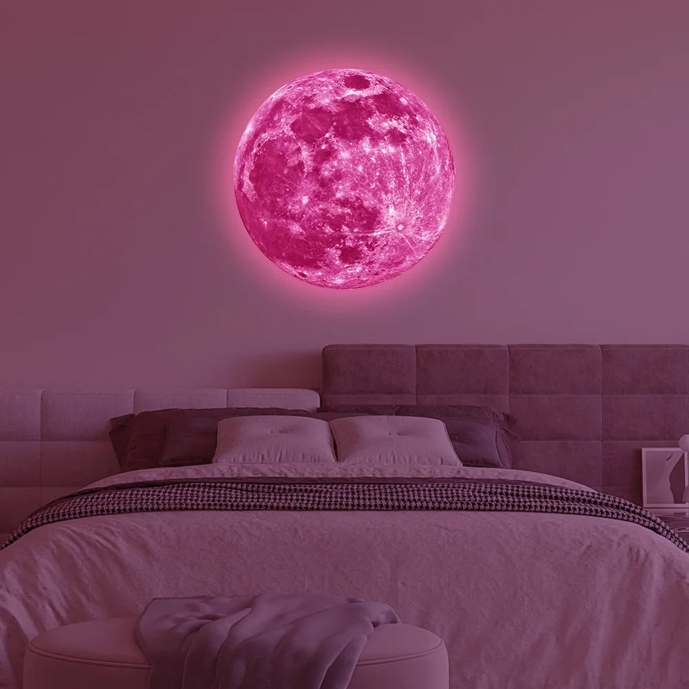 3D Luminous Moon Wall Sticker – Glow-in-the-Dark PVC Decal for Kids’ Room, Aesthetic Home Decor, & Fluorescent Night Light.