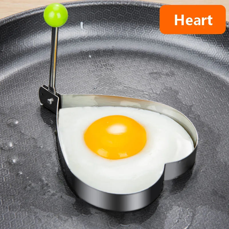 Heart-Shaped Stainless Steel Egg & Pancake Mold – Perfect for Breakfast, Non-Stick Omelette Rings, Easy Cooking Tool.