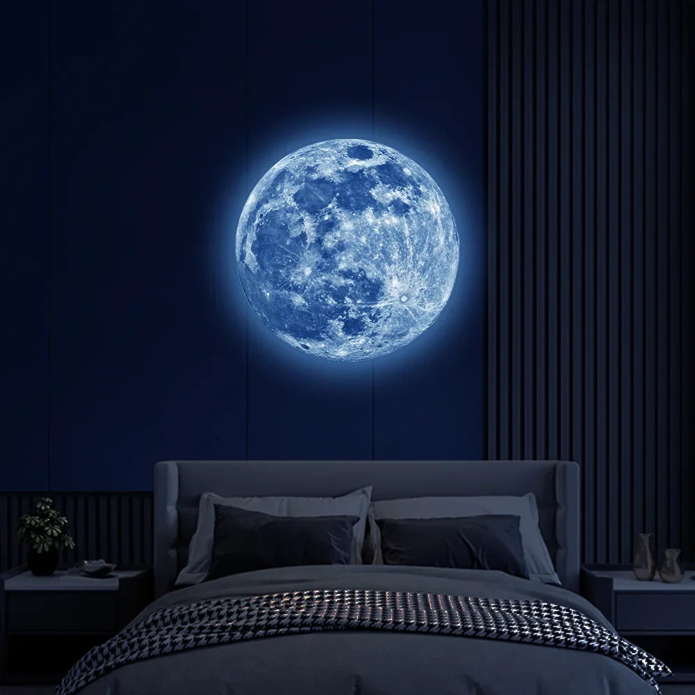 3D Luminous Moon Wall Sticker – Glow-in-the-Dark PVC Decal for Kids’ Room, Aesthetic Home Decor, & Fluorescent Night Light.