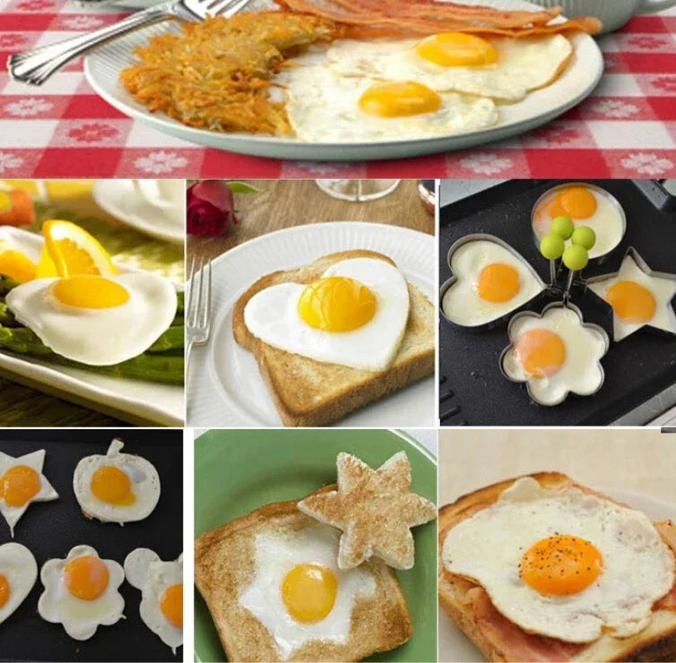 Heart-Shaped Stainless Steel Egg & Pancake Mold – Perfect for Breakfast, Non-Stick Omelette Rings, Easy Cooking Tool.