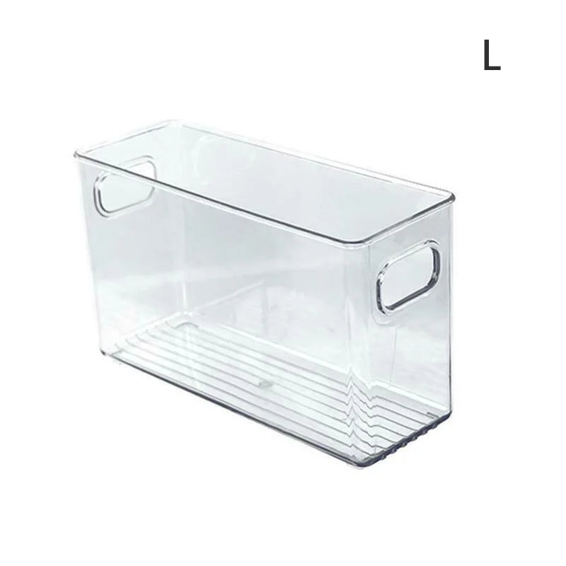 Stackable Refrigerator Organizer Bin – Clear Plastic Food Storage with Handle, Space-Saving Pantry & Freezer Organizer.