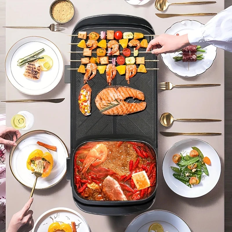 Electric Hot Pot & Grill – 2-in-1 Korean BBQ & Shabu Hotpot with 5-Speed Heat Control, Large Capacity.