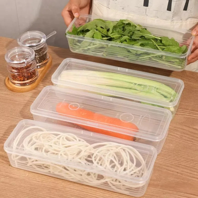 Airtight Refrigerator Storage Boxes – Keep Scallions, Fruits & Food Fresh, Sealed Organizers with Lid, Set of 1/5.