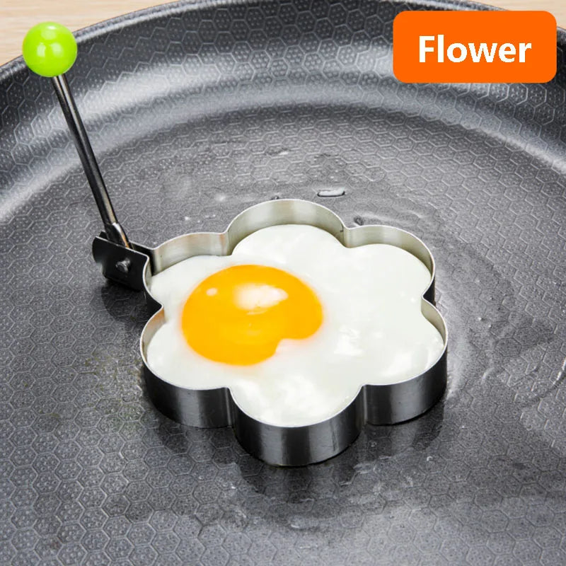 Heart-Shaped Stainless Steel Egg & Pancake Mold – Perfect for Breakfast, Non-Stick Omelette Rings, Easy Cooking Tool.