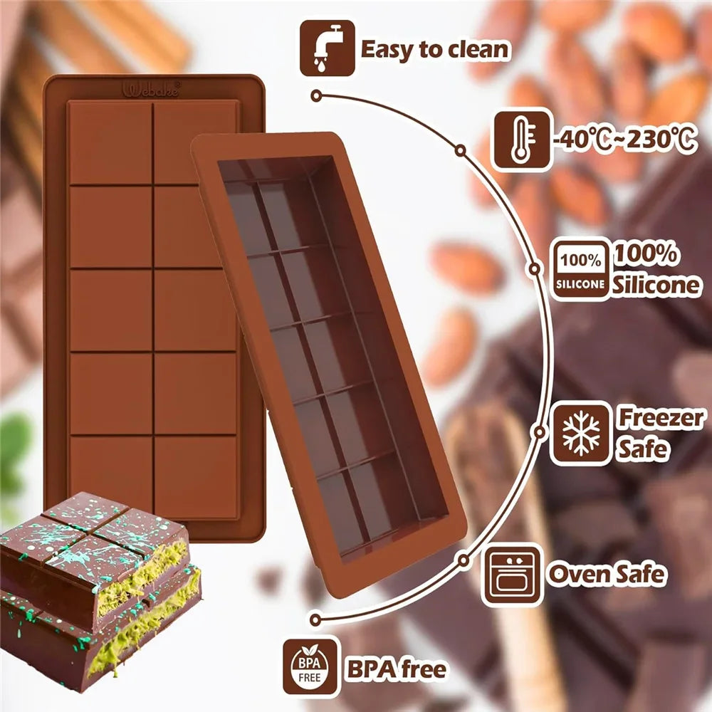 Silicone Break-Apart Chocolate & Candy Mold – 3D DIY Mould for Protein Bars, Biscuits & Cake Decorating.