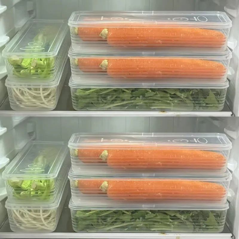 Airtight Refrigerator Storage Boxes – Keep Scallions, Fruits & Food Fresh, Sealed Organizers with Lid, Set of 1/5.