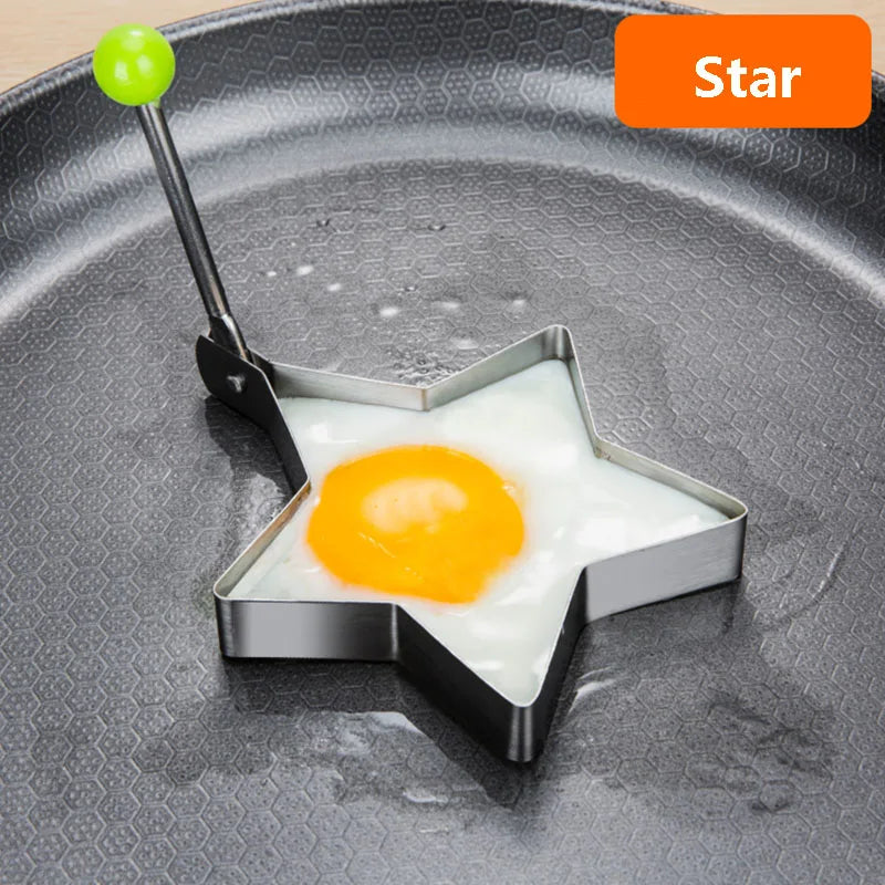 Heart-Shaped Stainless Steel Egg & Pancake Mold – Perfect for Breakfast, Non-Stick Omelette Rings, Easy Cooking Tool.