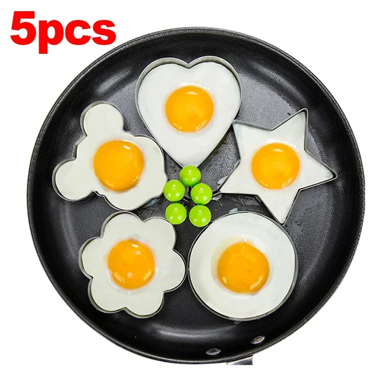 Heart-Shaped Stainless Steel Egg & Pancake Mold – Perfect for Breakfast, Non-Stick Omelette Rings, Easy Cooking Tool.