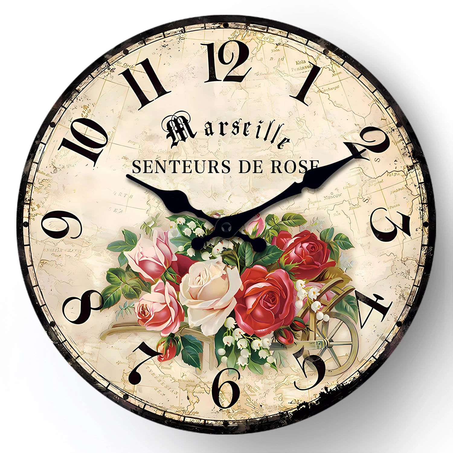 European Rose Wooden Wall Clock – Silent Quartz Home Décor for Living Room, Bedroom, Kitchen & Holiday Gift (No Battery).