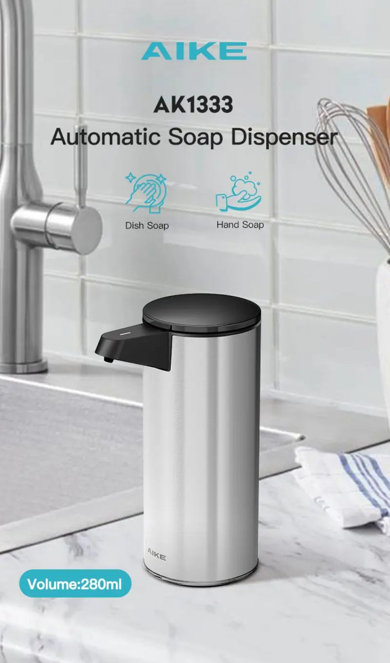 USB Rechargeable Automatic Soap Dispenser – Touchless Stainless Steel Pump for Kitchen & Bathroom Hygiene.