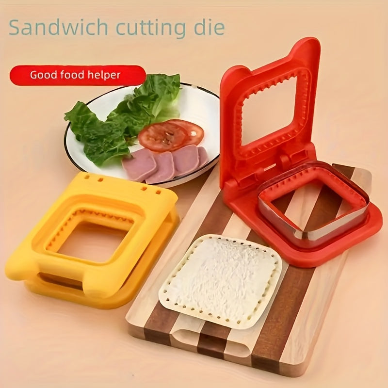 Stainless Steel + Plastic Material Sandwich Maker - 1pc, Square Sealing and Cutting Tool for Making Perfect Bread Slices, Suitable for DIY Kitchen Baking Tools for Homemade Bread and Toast, Food Contact Safe