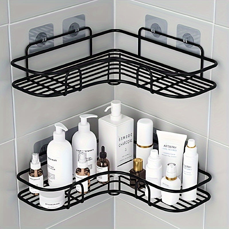 Stainless Steel Corner Shower Rack - Rust-Resistant, Wall-Mounted Bathroom Storage Shelf, Suitable for Storing Shampoo, Toner, And Cosmetics.